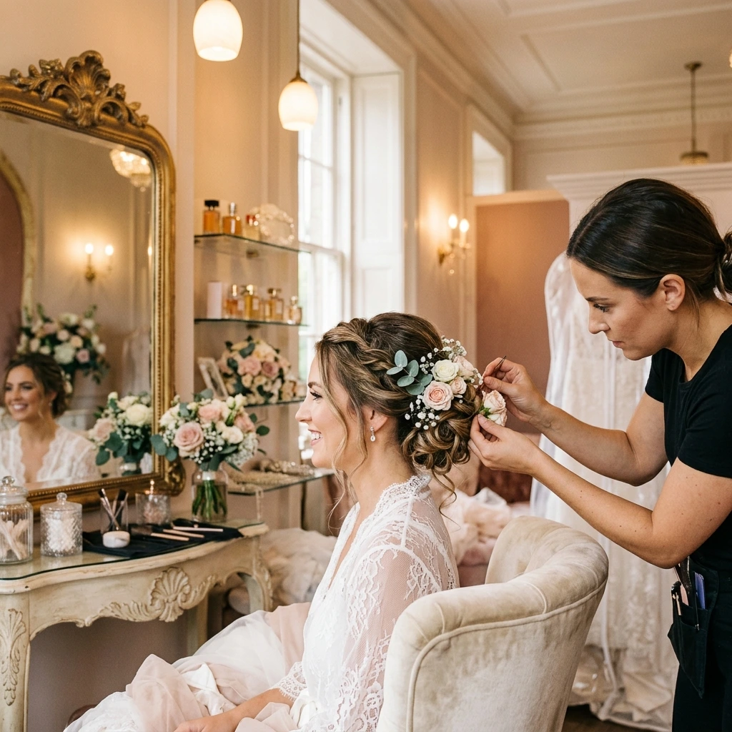 Bridal Hair Styling treatment at Dream Touch Salon
